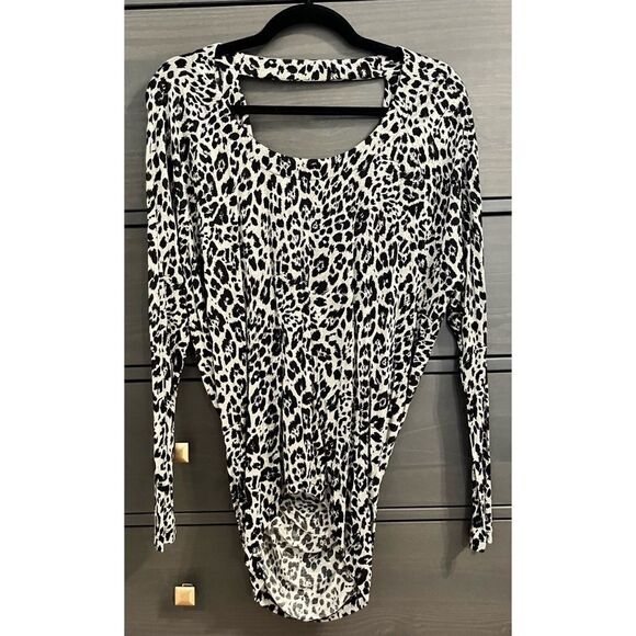 EXPRESS Long Sleeve Backless Top, Leopard Print SZ XS - Picture 3 of 6
